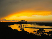 Sunset from an observation tower in the Amazon basin overlooking the Napo River.